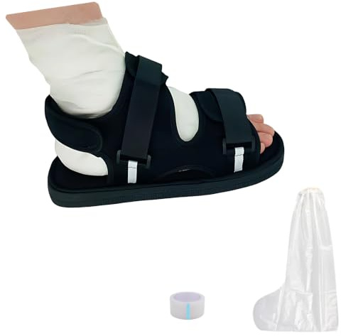 HLIWS Chaussure de Plâtre Postopératoire, chaussure de récupération réglable en plâtre, Chaussure de Rééducation, Pour Pied Blessé Entorse Protection de Plâtre Soutien du Pied- Noir, Taille: S (35~37)