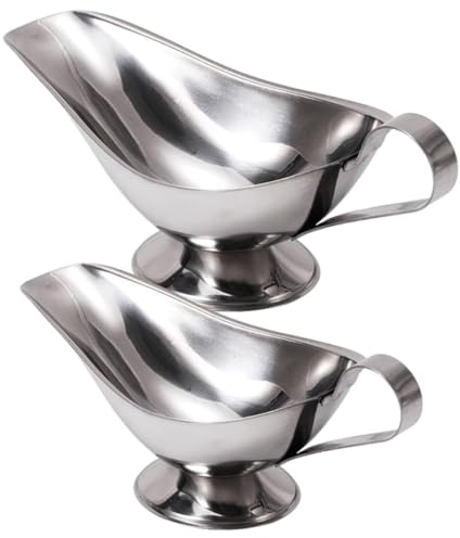 Lurrose 2 piezas Salseras de Acero Inoxidable para Salsas y Jugos Recipientes Resistentes para Servir Salsa Fría y Caliente para Restaurante y Catering