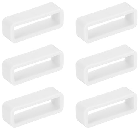 sourcing map 6pcs Watch Band Loops 22mm Silicone Watch Band Keeper Replacement Watch Strap Holder Retainer Wristwatch Strap Fastener Rings, White