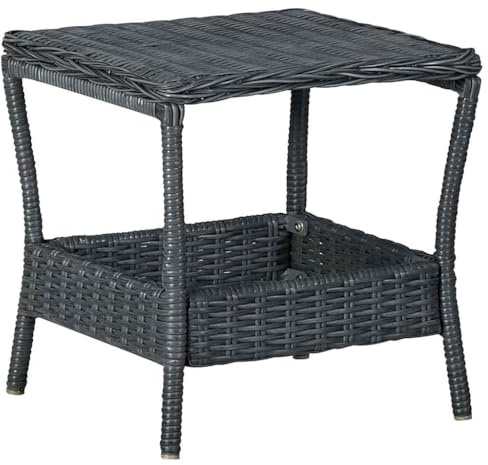zylophax Gartentisch Dunkelgrau Poly Rattan wetterfest 45x45x46,5 cm Balkontisch Outdoor Tisch robust pulverbeschichtet Terrassentisch leicht zu reinigen Loungetisch Außen