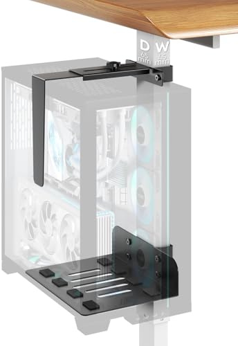 PUTORSEN PC Halterung Unter Schreibtisch, PC Halterung für Höhenverstellbaren Schreibtisch, passt 65×45mm Tischbeine, max. 20 kg, ohne Bohren, für Gaming&Büro, Schwarz