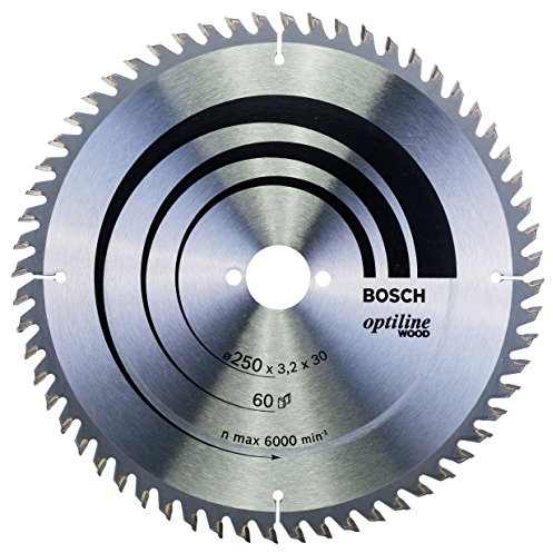 Bosch Professional Kreissägeblatt Optiline Wood (für Holz, 250 x 30 x 3,2 mm, 60 Zähne, Zubehör Kreissäge), Ø 250 mm
