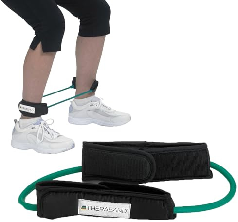 THERABAND Resistance Tubes, Professional Latex Elastic Tubing with Handles for Physical Therapy, Lower Pilates, at-Home Workouts, Reha, 12 Inch, Padded Cuffs, Green