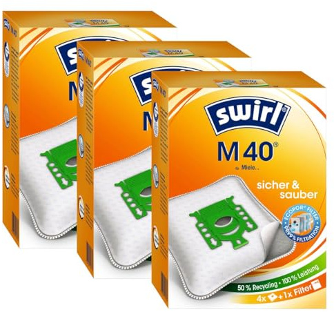 12 Original SWIRL M40 Staubsaugerbeutel für Miele S5 Gala Grande XL