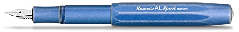 Kaweco AL SPORT Füllhalter Stonewashed Blue I Premium Füllfederhalter Füllhalter für Tintenpatronen mit hochwertiger Stahlfeder I Füllfederhalter 13 cm I Füller in Blau I Federbreite: EF (Extra Fein)