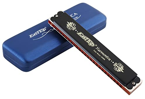East Top 24 Löcher Tremolo Mundharmonika Tonart C, Professionelle Mundharmonika für Erwachsene, Bandspieler und Studenten (T2406K-C)