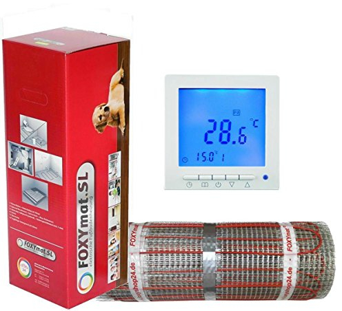 elektrische Fußbodenheizung FOXYMAT.SL RAPID (200 Watt pro m²) mit Thermostat QM-BLUE, 4.5 m² (0.5m x 9m)