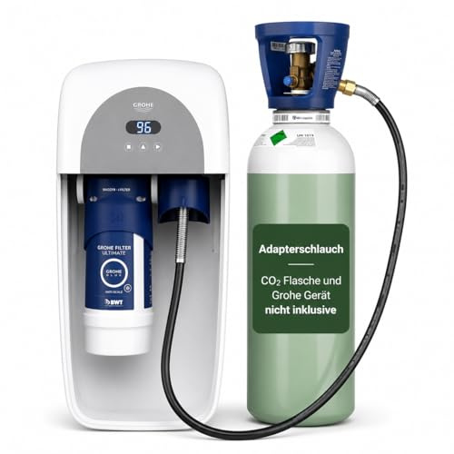 Neues Wasser Group | Premium CO2-Hochdruckschlauch für Grohe Blue Home & SodaStream Crystal | kompatibel mit großen 2 kg CO2-Mehrwegflaschen | spart bis zu 80% CO2-Kosten | Made in EU (Italien), 2,0 m