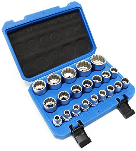 Steckschlüssel Satz 1/2 (12,7mm) 21tlg 8-36mm Vielzahn Nüsse für Drehmomentschlüssel, hochwertige Steckschlüssel für Werkstatt, Stecknüsse für Schraubarbeiten