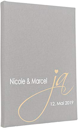 Hochzeitideal Stammbuch der Familie, Familienstammbuch aus Buchbinderleinen, Nr. 128 inkl. Personalisierung (Hellgrau)