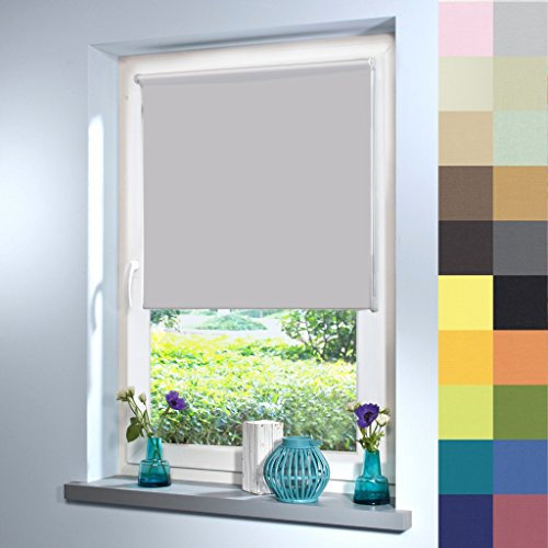 Sun World Tageslicht Rollo nach Maß, Blickdicht, hochqualitative Wertarbeit, alle Größen, für Fenster und Türen, Rollo nach Maß, Klemmfix ohne Bohren (120cm Höhe x 150cm Breite/Light Grey)