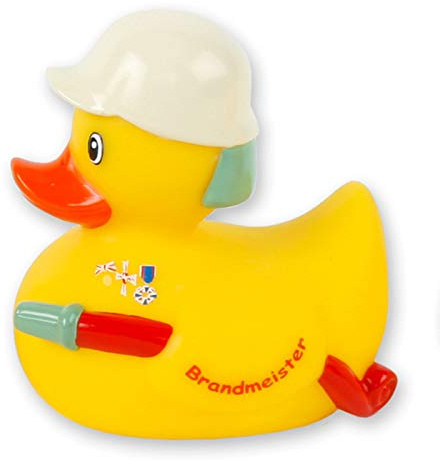 MIK funshopping Badeente Quietscheente Badewannenspielzeug (Ente Feuerwehr-Brandmeister)