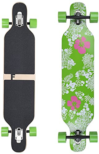 Flex1 fino a 122 kg – Camber Longboard (Flex1 fino a 122 kg, fiore hawaiano – legno d'acero)