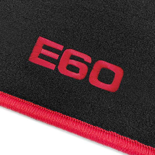 online-fussmatten OFM-Q300_E60-103 Passform Velours-Fußmatten mit Bestickung E60 und Rand in Rot