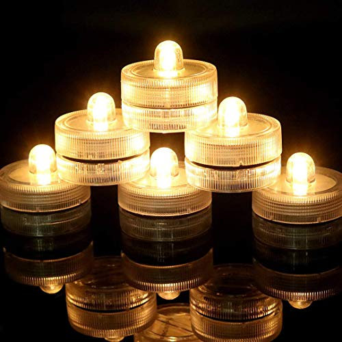 VABOO Candele LED Senza Fiamma, 12 pezzi Candele LED a Batteria Lumini da tè Impermeabile Luce LED Sommergibile per Decorazione di Casa Festa Halloween Natale(Bianco Caldo)