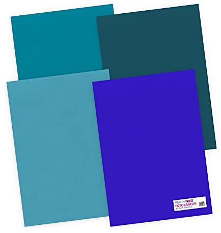itenga Fotokarton 24 Blatt A4 300 g/qm - Tonpapier Tonkarton Druckerpapier Bastelpapier Bogen durchgefärbt zum kreativen Gestalten und Basteln (blau)