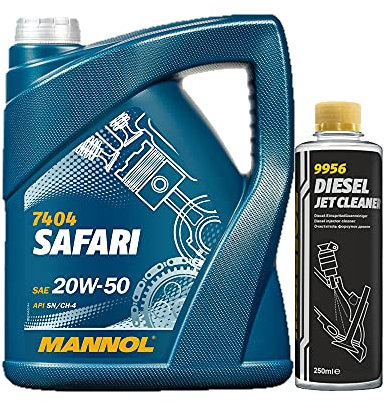 MANNOL 5l, 7404 Safari 20W-50 API SN/CH-4 + Diesel Jet Cleaner Düsenreiniger - Kraftstoff Additiv 250 ml