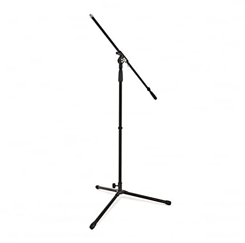 Boom Microphone Stand By Gear4music For Stage And Studio | Fully adjustable height, tilt and swivel, sturdy collapsible tripod base, durable design for stage and studio