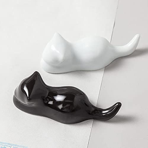ASDNN Poggiabacchette da 4 Pezzi, Poggiabacchette in Bianco E Nero per Gatti in Ceramica Giapponese, Portaspazzole per Coltello E Forchetta, Decorazione per La Tavola del Ristorante Familiare