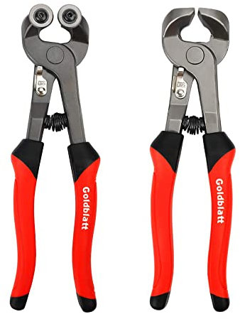 Goldblatt 2 Piece Glass Tile Nippers Set - Heavy Duty Wheeled Glass Mosaic Nipper & Hd Ceramic Tile Nipper, Tile Cutter Pliers Soft-grip Handle - Shapping Plier, Nipper Cutting Tools, Stone, Metal