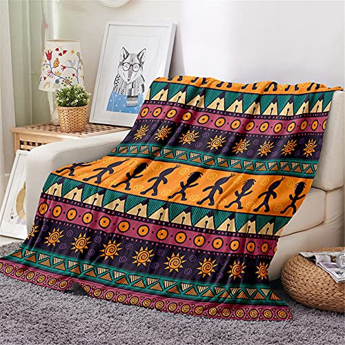 FANSU Böhmen Kuscheldecke Flauschig Flanell Decke, 3D Drucken Microfaser Weich Warm Plüsch Fleecedecke Sofadecke Couchdecke Wohndecke Bettdecke Tagesdecke (Orange,150x200cm)