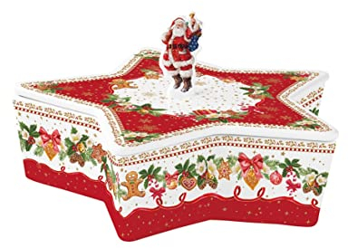 Easylife Scatola per gioielli a forma di stella, diametro 22 cm, altezza 13 cm, in porcellana, in confezione regalo