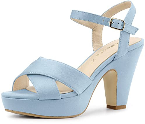 Allegra K Women's Platform Chunky Heels Slingback Sandals