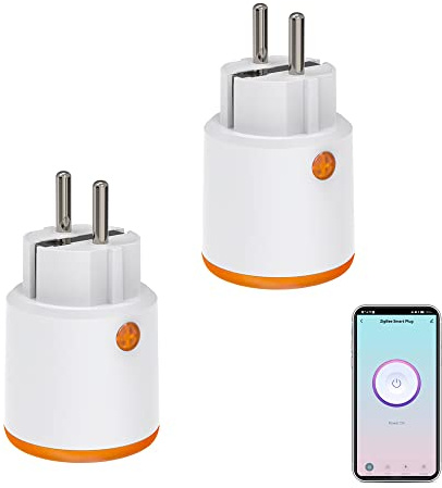 Smart Power Plugs:Zigbee Smart Plug mit Mess und Timerfunktion,Tuya AppSteuerung,Push-Benachrichtigung,Zigbee Hub erforderlich, 16A Zigbee Stecker,kompatibel mit Alexa Google Home (2-pack)