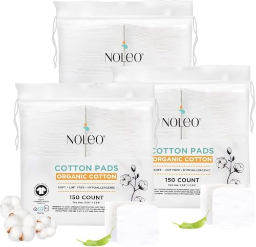 Organic Cotton Pads (450 Count (Pack of 3), Large & Pressed) - Lint Free, Soft, No Hard Edges, 3 54x3 54