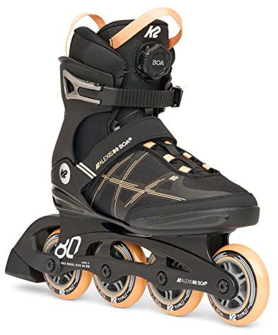 K2 Alexis 80 Boa 30H0100.1.1.065 - Patines en línea para Mujer, Color Negro y melocotón