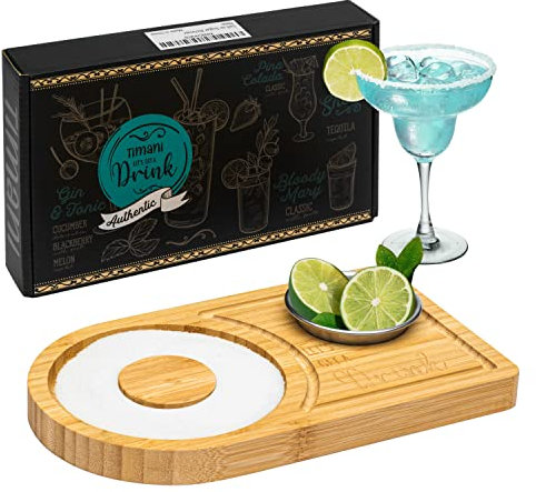 Margarita Salt Rimmer, Bamboo Wood Glass Rimmer, Bartender Tool for Cocktail and Margarita, Sugar and Salt Rimmer for Wide Glasses up to 4.7 Inches