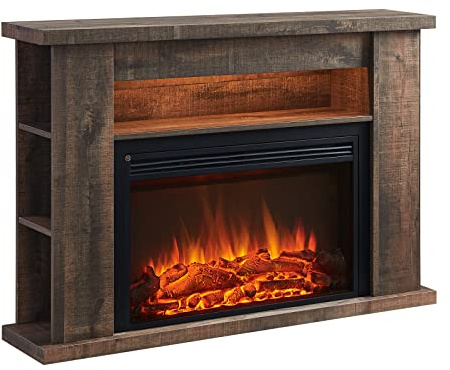 FLAMME 51 Freestanding Electric Fireplace Suite, Lipson, Rustic Dark Oak