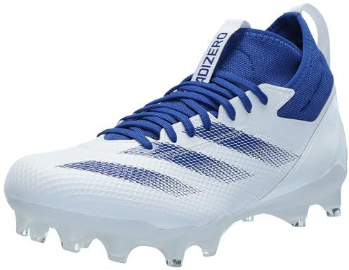 adidas Adizero Impact - Sneaker da football americano, unisex, per adulti, Bianco/Team Royal Blue/Bianco, 11 Women/10 Men