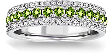 Erstellter Edelstein runder facettierter Peridot Cz Ring - 0,925 Massivsilberring Grüner Peridot Cz Edelsteinring - schönes Schmuckgeschenk zur Verlobung