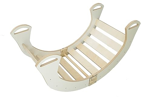 Skyline Balancelles Bascule Enfant Montessori Bebe 1 an Escalade Arche en Bois Mur descalade meble Arc à Grimper Bascule d'équilibre Portique d'escalade L Blanc