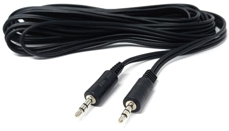 DRUT 5m 3.5mm to 3.5mm Aux Cable Audio Lead Stereo Headphone Mini Jack | Male to Male Auxiliary Cord Compatible with Car Audio, TV, PC, Tablet, Laptop, MP3, Speaker (Black Nickel Connectors