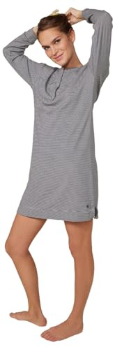 Petit Bateau A0AXV Chemise de Nuit Manches Longues Femme, Smoking/Marshmallow L