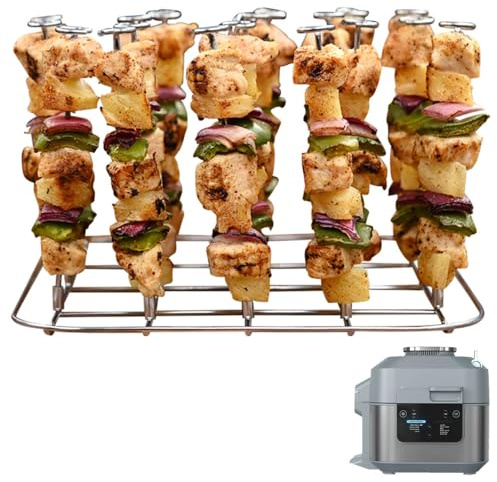 INFRAOVENS Air Fryer Rack for Ninja Speedi, Stainless Steel Accessories for SF301 Rapid Cooker 12-in-1, Airfryer Skewer Stand, Kabobs and Rib Barbecue BBQ Rack, Also Compatible with Toaster Ovens