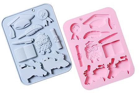 TOPBATHY 9-Cavity Chocolate Mold and Household Silicone Multi-Function Baking Molds Set, Blue and Pink, Non-Toxic Silicone for Home Baking and Jelly Making