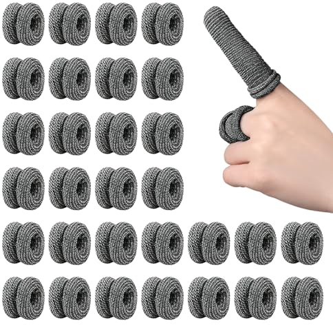 FINEASY 30 Pcs Finger Bandages, Finger Protectors Finger Stall Finger Bandages Tubular Finger Cots Thumb Bandage for Handling Gardening Work Kitchen Sports and Fitness Finger Protection (Black)