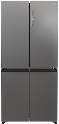 Hoover H-FRIDGE 700 MAXI Freestanding American Fridge Freezer, 4 Doors, Total No Frost Technology, E Class, 467L Total Capacity, Smart Inverter Compressor, Gentle Silver, 83x65x182 cm - HHCR3818ENPL