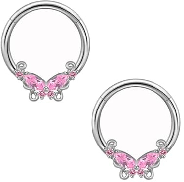 Besyvvin 2er Brustwarzenpiercing 14mm Silber Schmetterling Nippelring Brustpiercing Chirurgenstahl Piercing Brustwarze Ring