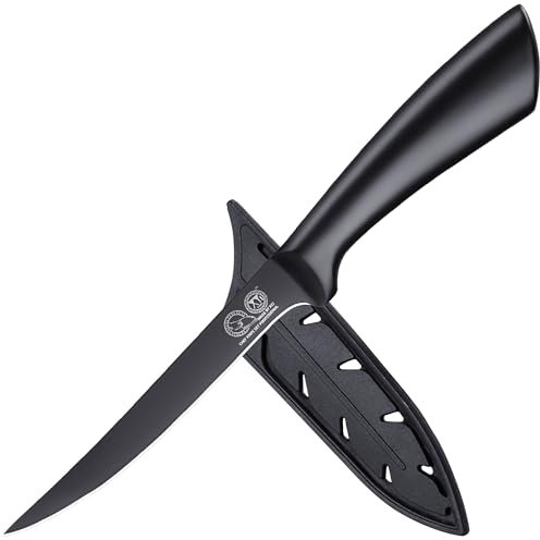 XYJ Kitchen Knife 6 Inch Ultra Sharp Stainless Steel Fillet Knife Meat Cleaver Salmon Fish Carving Knife,Professional Deboning Knife With Plastic Sheath