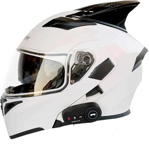 Modular Motorcycle Bluetooth Helmet, Flip Up Motorbike Helmet With Anti-Fog Dual Visor Built-in Speaker Microphone Headset For Men And Women ECE Certification Motocross Double Front MTB Unisex(K,L:59~