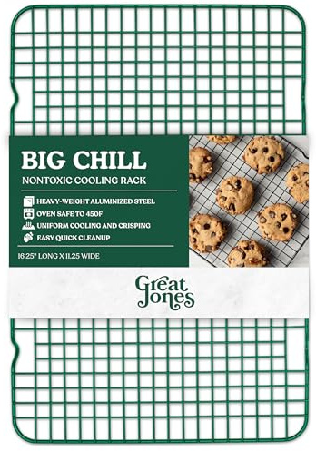 Great Jones Big Chill (Broccoli) | Nonstick Cooling Rack Set | Heavy-Duty Aluminized Steel | Fits Half-Sheet Pans for Baking, Roasting, and Frying | Oven-Safe Up to 450°F | Dishwasher-Friendly