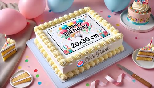 Cialda per Torta Personalizzata con Foto o Immagine – Decorazione Alimentare Gluten Free Rettangolare per Compleanni ed Eventi (Rettangolare - Orizzontale) (30 x 20 cm, Pasta di zucchero)