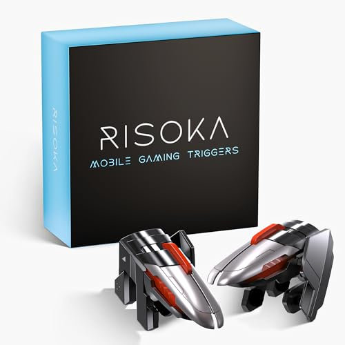 RISOKA 2x Gâchettes Mobile Gaming - Avec 4 Boutons - Compatible avec PUBG Mobile & COD Mobile - Compatible avec iPhone & Android - Manette Smartphone Trigger Accessoires Téléphone