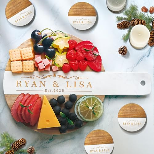 Tabla de embutidos personalizada Tabla de cortar grabada Tabla para quesos Juego de posavasos personalizados