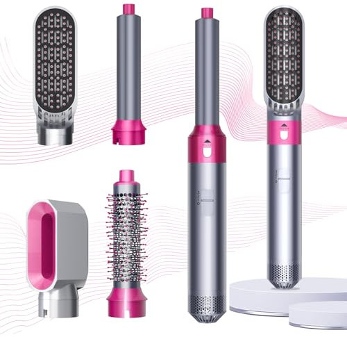 Swetfela Hair Styler Set, Airstyler 5 In 1 Mit Rundbürstenföhn Haarstyler Warmluftbürste Thermal Brush Airflow Lockenstab Automatisch, Volumen Föhnbürste,Für Glätten, Trocknen, Volumen, Locken（Grau)