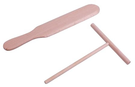 WEKADRIN 2piezas Herramientas De Cocina Para Pancakes Espátula De Madera y Raspador Utensilios Prácticos Para Hacer Pancakes y Crepes Casa o Restaurante